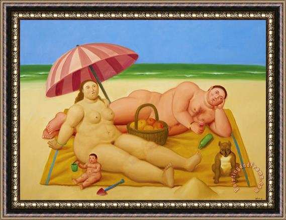Fernando Botero Nudist Family, 2009 Framed Painting