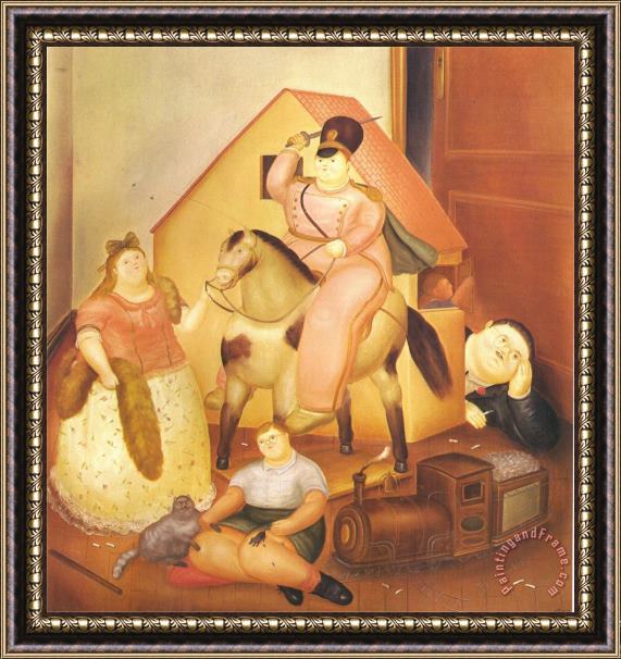 fernando botero Room with Children S Games Framed Painting