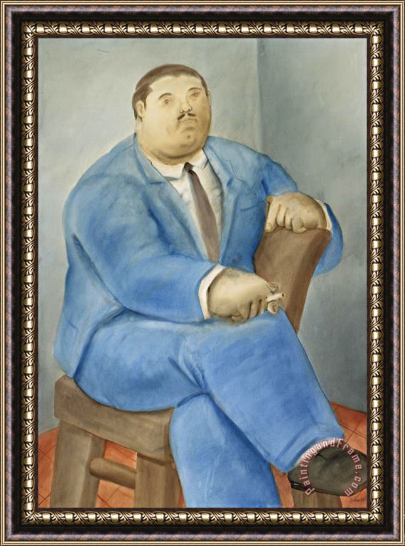 Fernando Botero Seated Man, 1980 Framed Painting