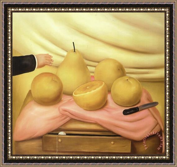 fernando botero Still Life with Fruits Framed Painting