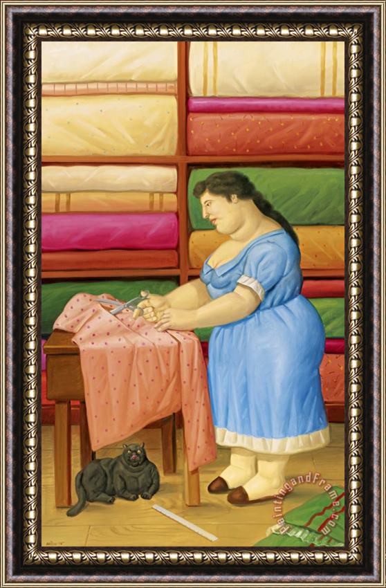 Fernando Botero The Seamstress (la Costurera), 2005 Framed Painting
