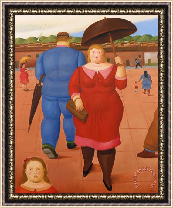 Fernando Botero The Square, 2013 Framed Painting