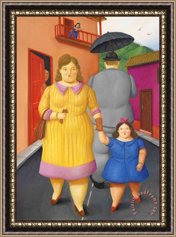 Fernando Botero The Street, 2011 Framed Painting