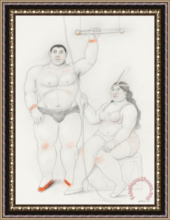 Fernando Botero Trapezist Couple with a Rope, 2007 Framed Painting
