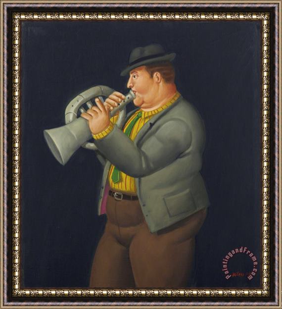 Fernando Botero Trumpet Player, 2007 Framed Painting