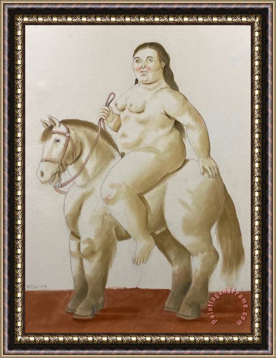 Fernando Botero Woman on a Horse, 2004 Framed Painting