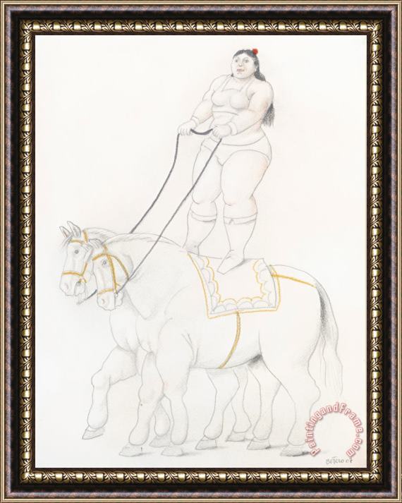 Fernando Botero Woman on Two Horses, 2007 Framed Painting
