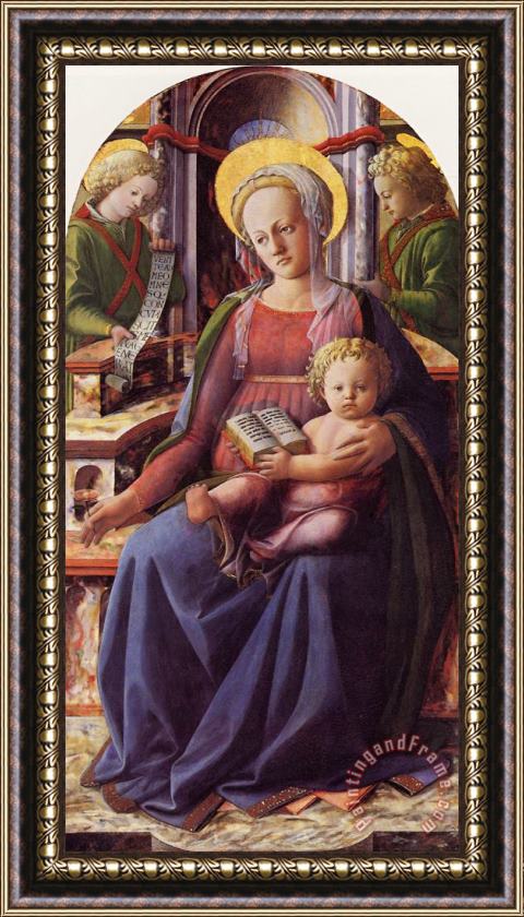Filippino Lippi Madonna And Child Enthroned with Two Angels Framed Print