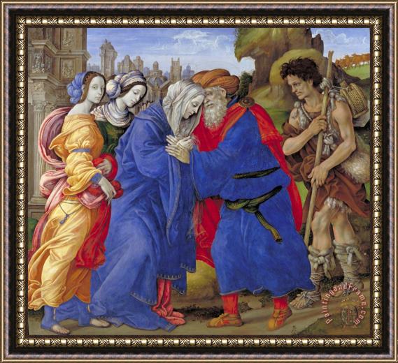 Filippino Lippi The Meeting of Joachim And Anne Outside The Golden Gate of Jerusalem Framed Painting