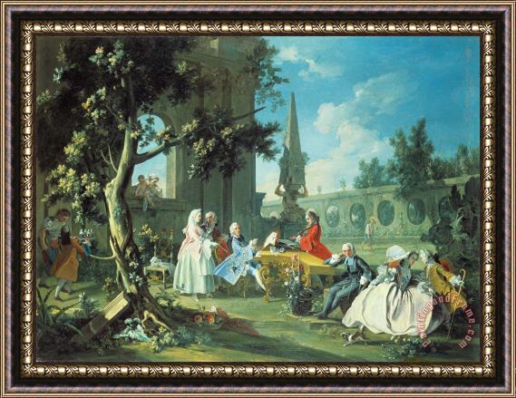 Filippo Falciatore Concert in a Garden Framed Painting