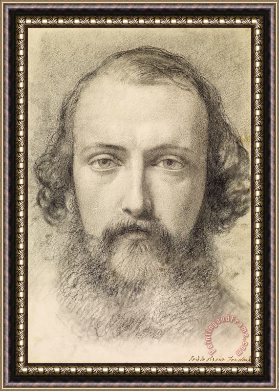 Ford Madox Brown Portrait Head Study of Daniel Casey (full Face) Framed Painting