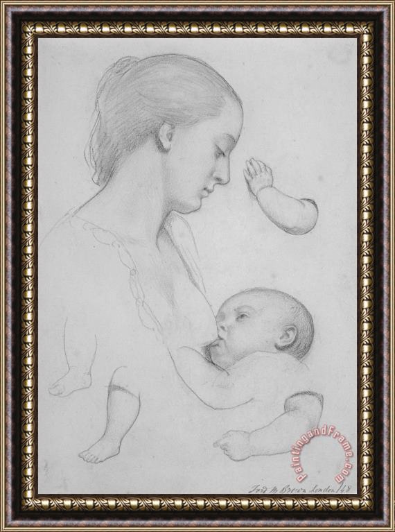 Ford Madox Brown The Young Mother Sheet of Studies Framed Painting