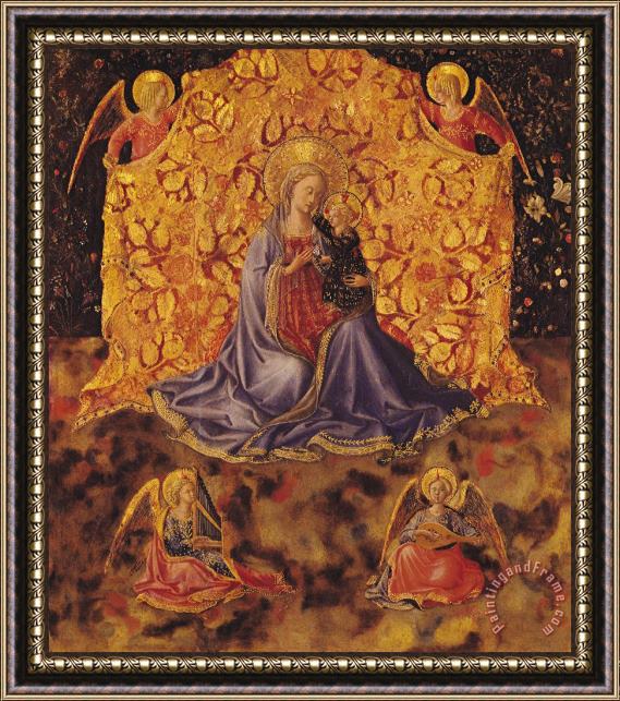 Fra Angelico Madonna Of Humility With Christ Child And Angels Framed Painting