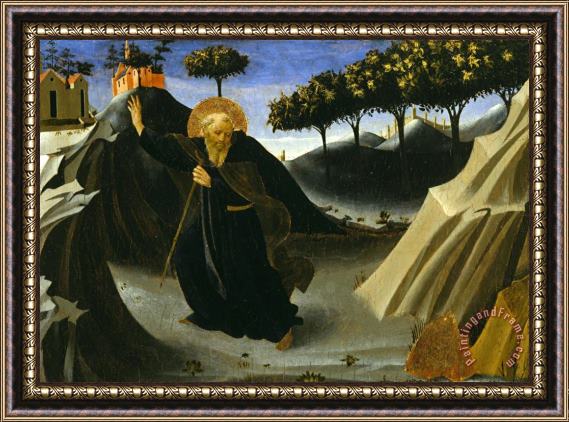 Fra Angelico Saint Anthony Abbot Shunning The Mass of Gold Framed Painting