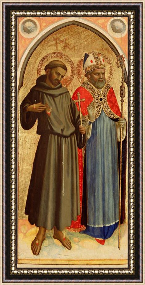 Fra Angelico Saint Francis And a Bishop Saint Framed Painting