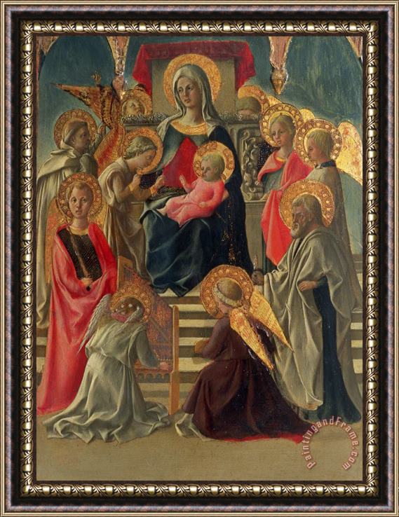 Fra Filippo Lippi Madonna and Child enthroned with Angels and Saints Framed Print