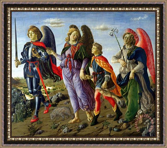 Francesco Botticini The Three Archangels And Tobias Framed Painting