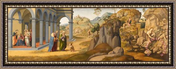 Francesco Granacci Scenes From The Life of St John The Baptist Framed Painting