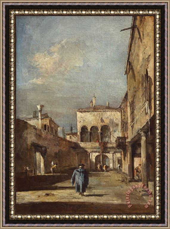 Francesco Guardi Architectural Fantasy with a Courtyard Framed Print