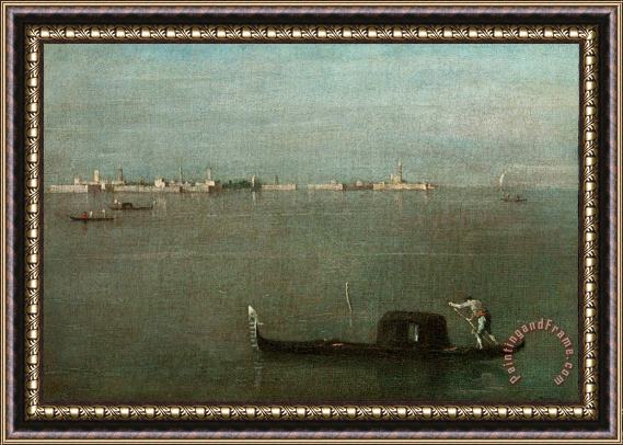 Francesco Guardi Gondolas on The Lagoon (grey Lagoon) Framed Painting