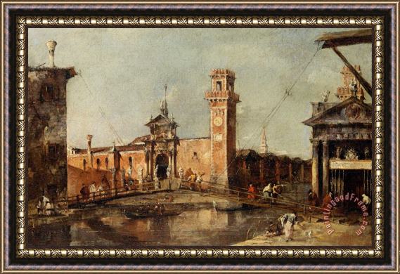 Francesco Guardi The Entrance to The Arsenal in Venice Framed Painting