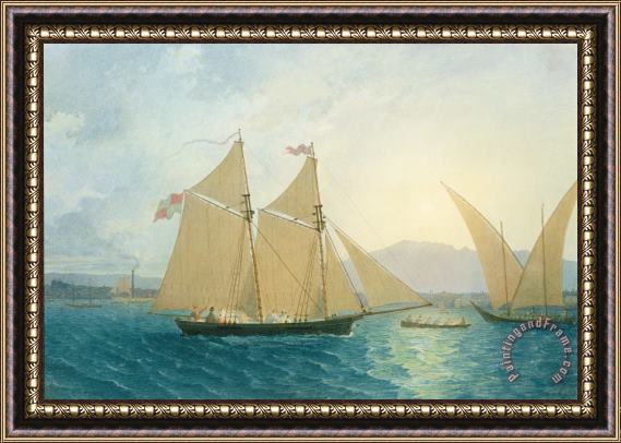 Francis Danby The Launch La Sociere On The Lake Of Geneva Framed Painting