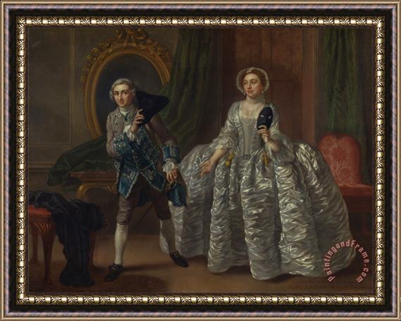 Francis Hayman David Garrick And Mrs. Pritchard in Benjamin Hoadley's The Suspicious Husband Framed Painting