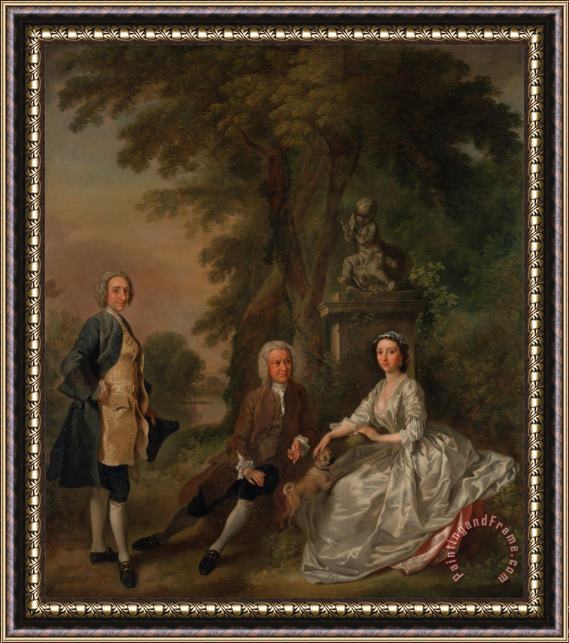 Francis Hayman Jonathan Tyers, with His Daughter Elizabeth, And Her Husband John Wood Framed Painting