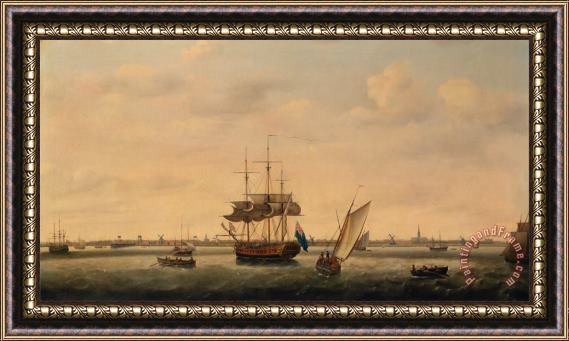 Francis Holman The Frigate 'surprise' at Anchor Off Great Yarmouth, Norfolk Framed Painting
