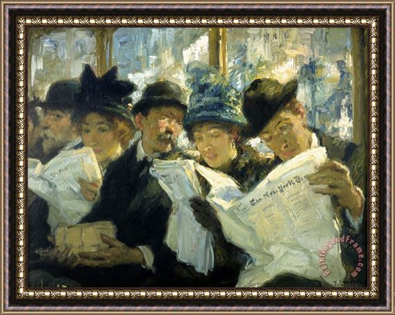 Francis Luis Mora Morning News, No Date Framed Painting