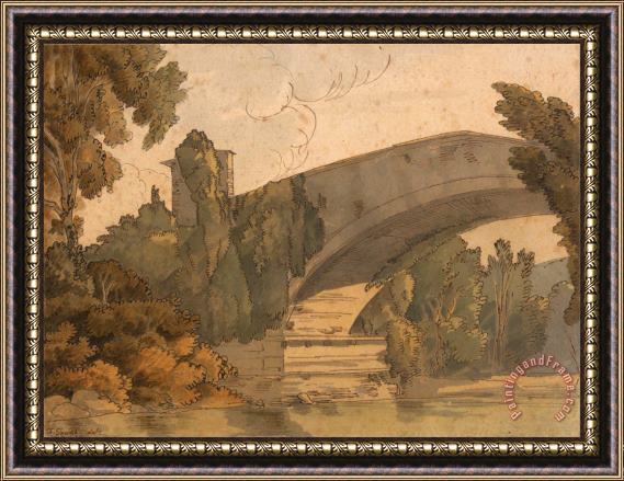 Francis Swaine A Bridge Between Florence And Bologna Framed Print