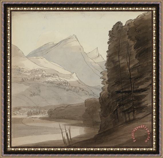 Francis Swaine On The Side of The Rhine Near The Source, Light Coming From The Right Framed Print