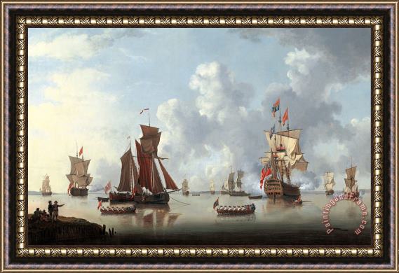 Francis Swaine The Landing of The Sailor Prince at Spithead Framed Print