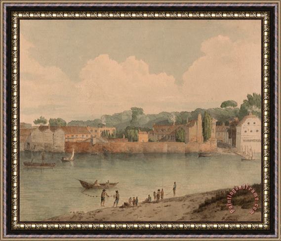 Francis Swaine Vauxhall Stairs, From Millbank, July 5, 1797 Framed Painting
