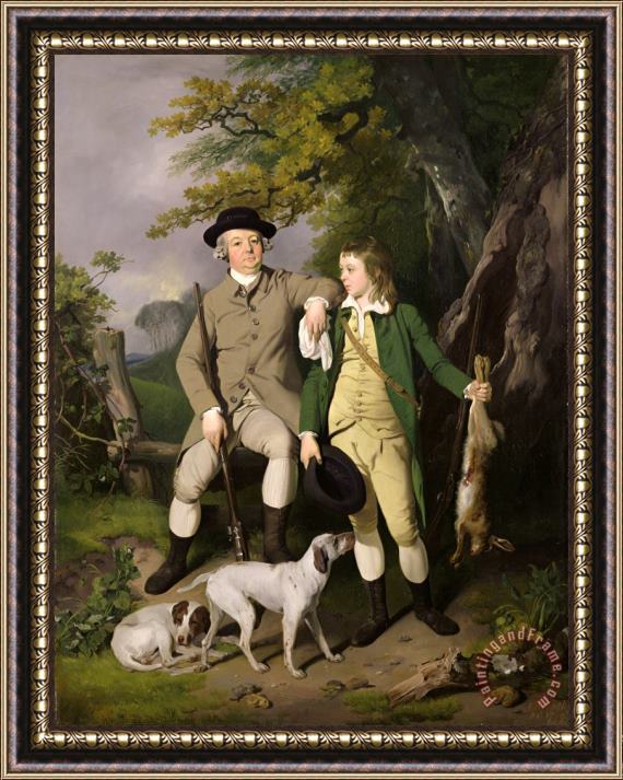 Francis Wheatley Portrait of a Sportsman with his Son Framed Painting