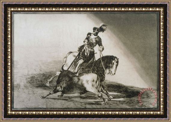 Francisco De Goya Charles Quint Lancant Un Taureau Framed Painting