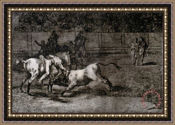 Francisco De Goya Mariano Ceballos, Called El Indio , Kills The Bull From Horseback Framed Print