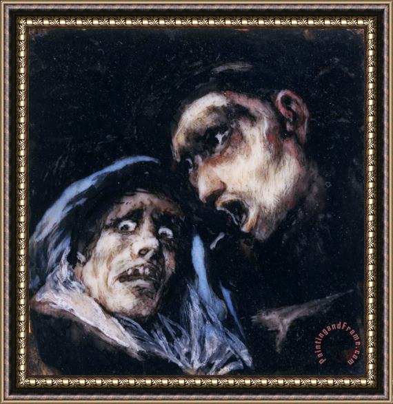 Francisco De Goya Monk Talking to an Old Woman Framed Painting