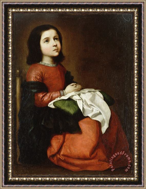 Francisco de Zurbaran Virgin Mary As a Child Framed Painting