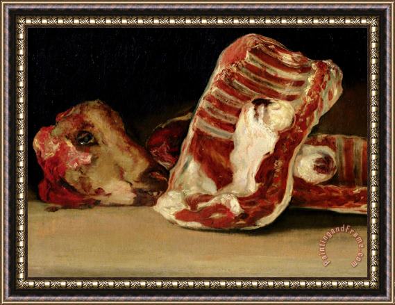 Francisco Jose de Goya y Lucientes Still Life Of Sheep's Ribs And Head Framed Painting