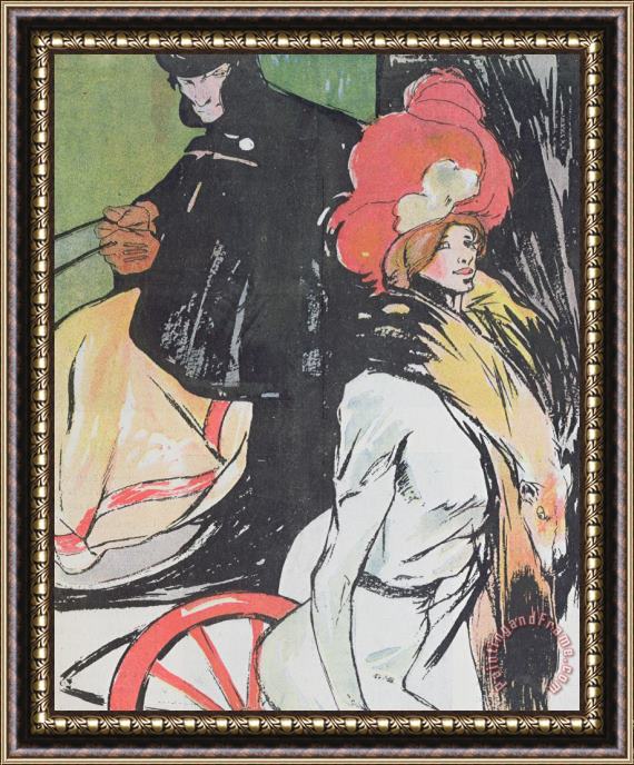 Francisco Xavier Gose Cartoon Depicating A Cabman With A Courtesan Framed Painting