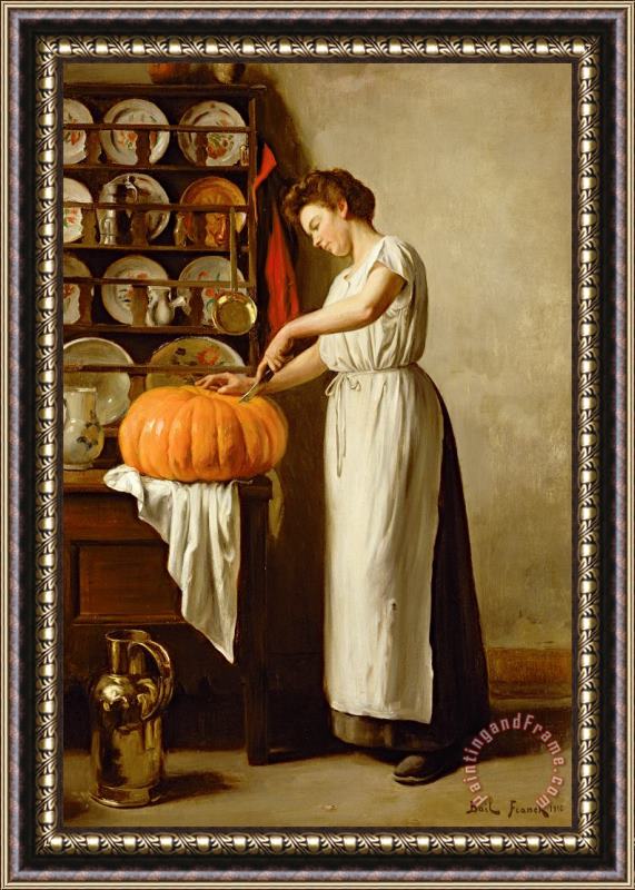 Franck-Antoine Bail Cutting the Pumpkin Framed Painting