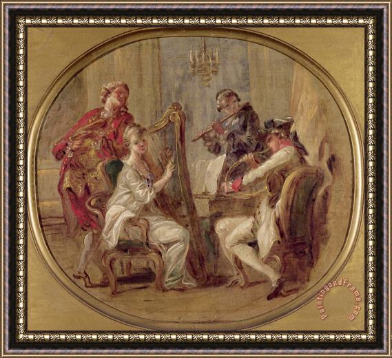 Francois Andre Vincent Concert with Four Figures Framed Painting