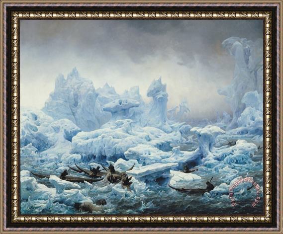 Francois Auguste Biard Fishing for Walrus in the Arctic Ocean Framed Print