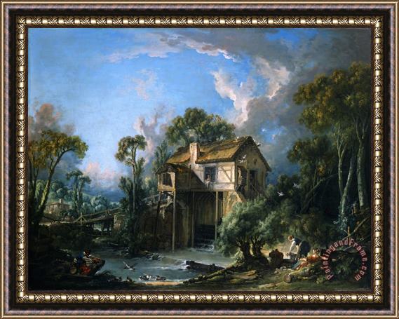 Francois Boucher Mill at Charenton Framed Painting