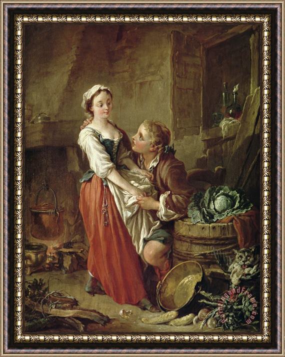 Francois Boucher The Beautiful Kitchen Maid Framed Print