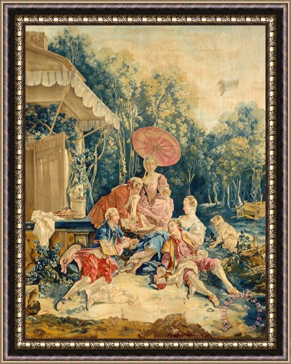 Francois Boucher The Collation From a Set of The Italian Village Scenes Framed Painting