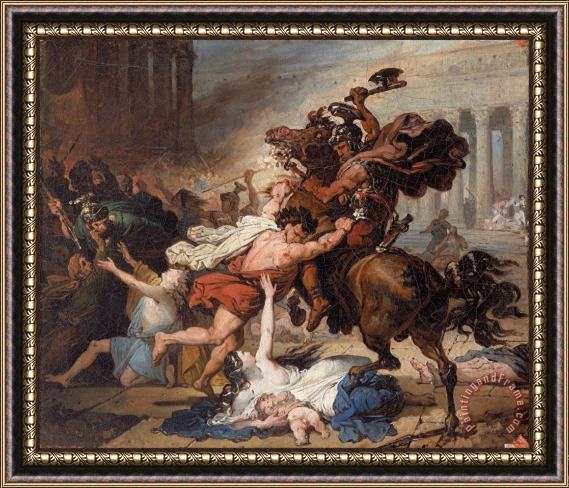 Francois Joseph Heim Study for Destruction of Jerusalem by The Romans Framed Painting