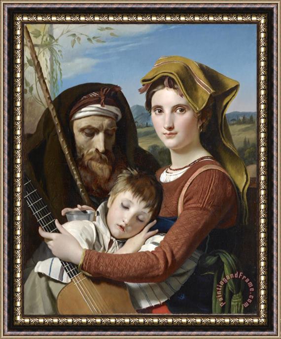 Francois-joseph Navez Roman Shepherd Family in The Campagna Framed Painting