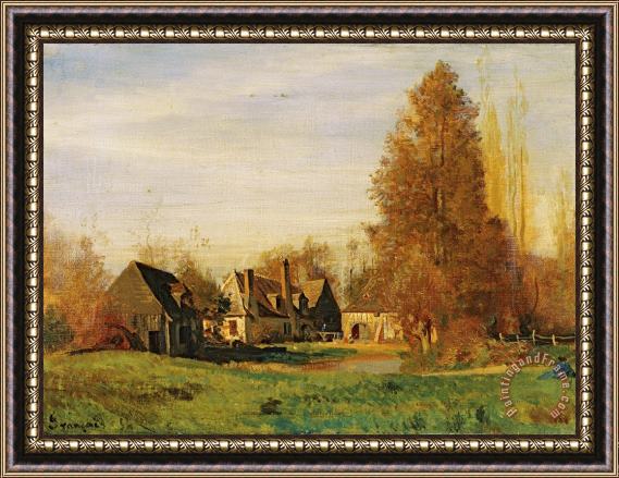 Francois Louis Francais Farmyard Framed Painting